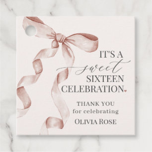 Étiquettes Cadeau Coquette Beige Bow Girl Sweet 16 Anniversaire