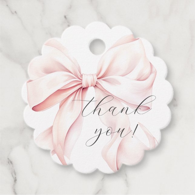 Étiquettes Cadeau Coquette Bow Baby shower rose (Devant)