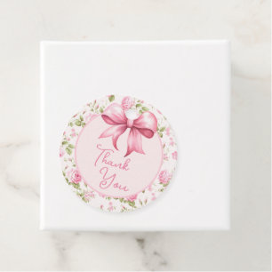 Étiquettes Cadeau Coquette Bow rose Merci