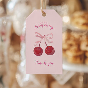 Étiquettes-cadeau Coquette cerise sur le Baby shower supérieur