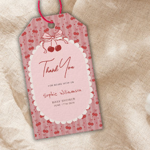 Étiquettes-cadeau Coquette Chic Nœud Cerise Sur Le Haut Fille Baby S