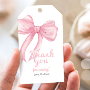 Étiquettes-cadeau Coquette de cou rose Filles Premier Baby shower d'