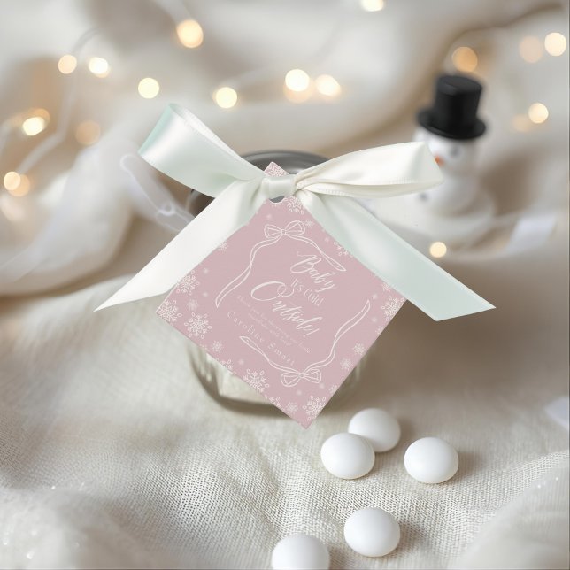 Étiquettes Cadeau Coquette hiver Merci rose Il fait froid (Winter Coquette Pink Thank you It's Cold Favor Tags)