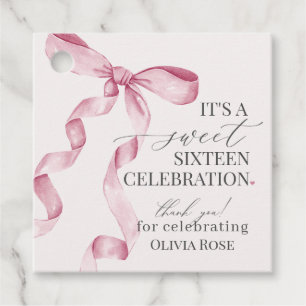 Étiquettes Cadeau Coquette Rose Bow Girl Sweet 16 Anniversaire