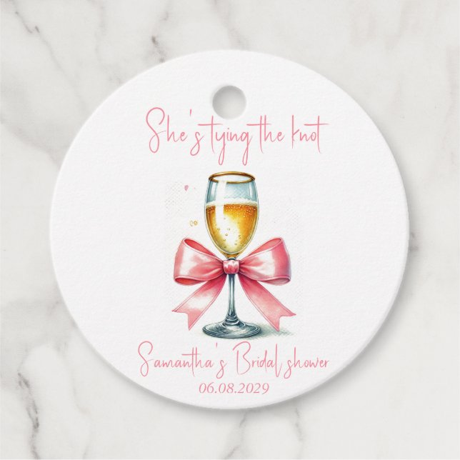 Étiquettes Cadeau Coquette Rose Mariage (Devant)