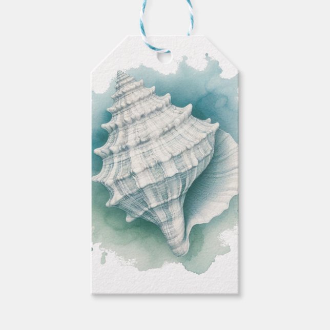 Étiquettes-cadeau Coquillage côtier/nautique (Devant)