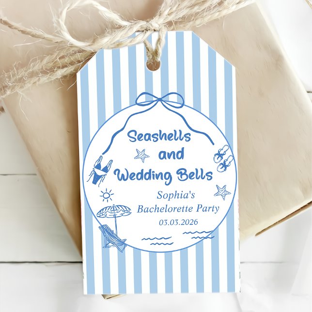 Étiquettes-cadeau Coquillages et Mariage Bells Bachelorette Party (Créateur téléchargé)