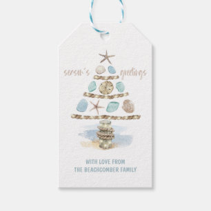 Étiquettes-cadeau Coquillages et verre marin Arbre de Noël côtier