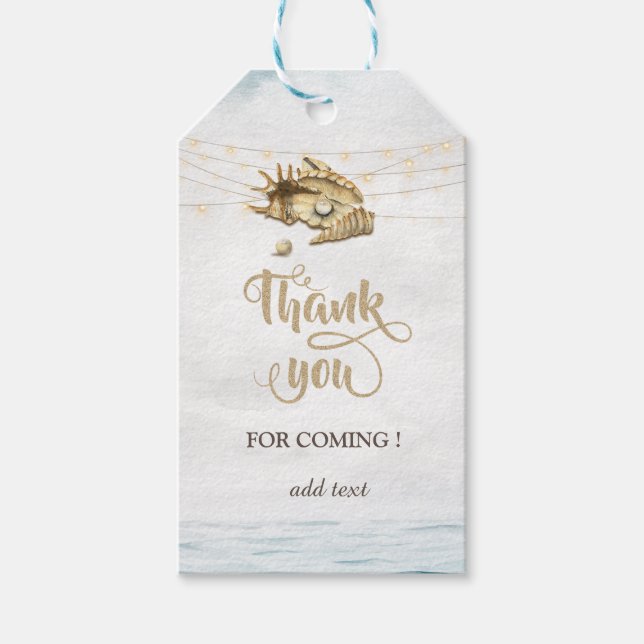 Étiquettes-cadeau Coquillages, Mer, Éclairage des cordes (Devant)
