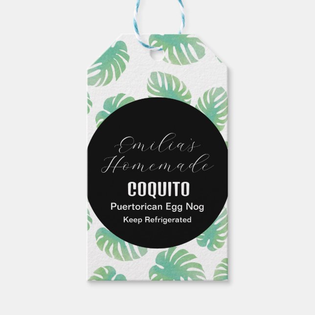 Étiquettes-cadeau Coquito Recette Boire Oeuf de noix de coco Nog Mon (Devant)
