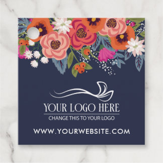 Étiquettes Cadeau Coral Boho Florals Navy Blue Product