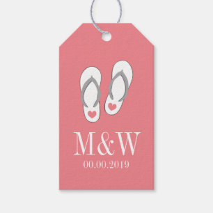 Étiquettes-cadeau Coral rose flip flop plage mariage favoritisme éti