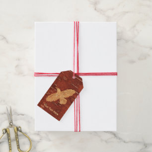 Étiquettes-cadeau Corbeau rustique sur écorce de Birch Intérieur