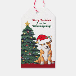 Étiquettes-cadeau Corgi Chien de Noël avec queue mignonne Personnali