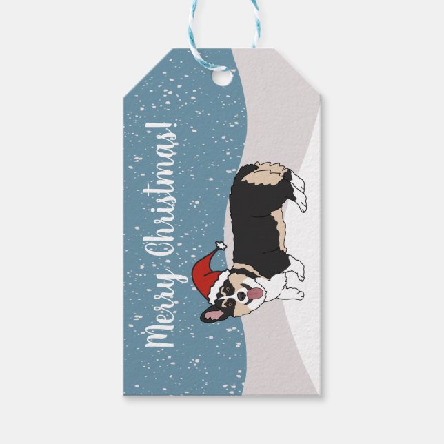 Étiquettes-cadeau Corgi de Noël (Devant)