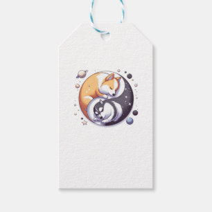 Étiquettes-cadeau Corgi Et Husky Sur L'Espace Yin Et Yang Essentiel 