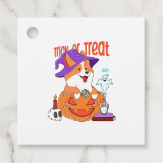 Étiquettes Cadeau Corgi Halloween