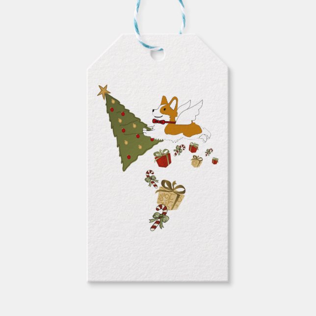 Étiquettes-cadeau Corgi Noël - Santa Paws (Devant)