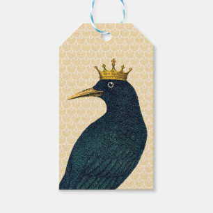 Étiquettes-cadeau Corneille utilisant la couronne vintage d'or