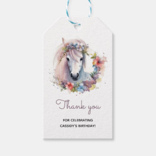 Étiquettes-cadeau Corse mignonne Fleurs de Pony Anniversaire Merci d