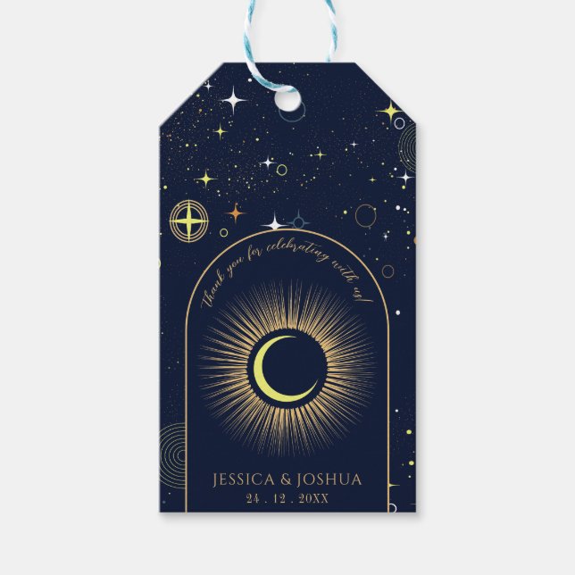 Étiquettes-cadeau Cosmic Midnight Blue Mystical Star Dust (Devant)