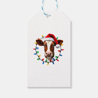 Étiquettes-cadeau Costume de pyjama de Noël d'animal de ferme agricu