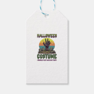 Étiquettes-cadeau Costume d'Halloween Main de Zombie Cimetière Pierr