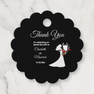 Étiquettes Cadeau Costume Smoking & Silhouette de Mariée Mariage