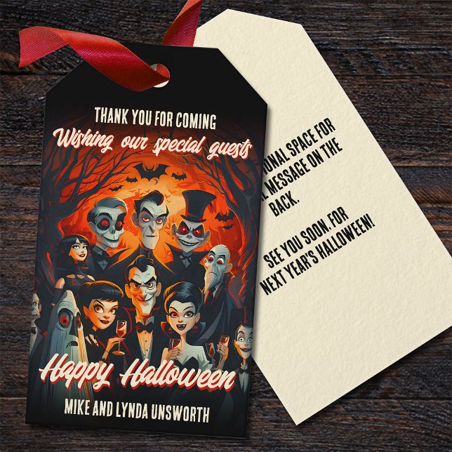 Étiquettes-cadeau Costumes Cocktails les années 50 Halloween Favoris (Créateur téléchargé)