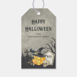 Étiquettes-cadeau Costumes effrayants et cocktails Halloween