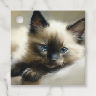 Étiquettes Cadeau Cosy Companion Siamese Kitten Tags cadeaux
