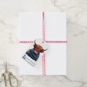 Étiquettes-cadeau Cosy Highland cow