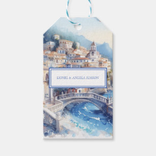 Étiquettes-cadeau Côte d'Amalfi Carreaux bleus Italie Photo personna