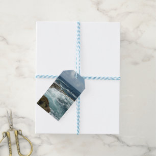 Étiquettes-cadeau Côte rocheuse d'Aruba et océan bleu