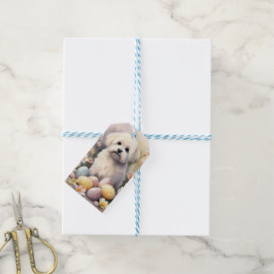 Étiquettes-cadeau Coton De Tulear avec vacances de Pâques