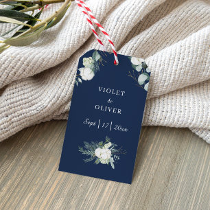 Étiquettes-cadeau Coton d'Eucalyptus Navy Modern v2 Mariage Cadeau