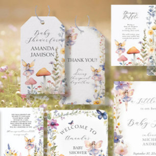 Étiquettes-cadeau Cottage Fées Enchantées Floral Baby Girl Douche