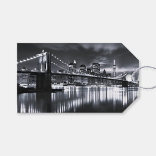 Étiquettes-cadeau Coucher de New York Pont de Brooklyn Monochrome Nu