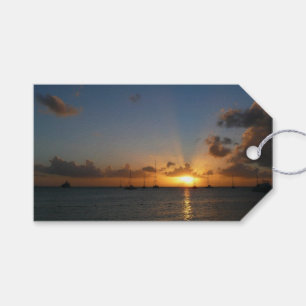 Étiquettes-cadeau Coucher de soleil avec voiliers Paysage tropical P