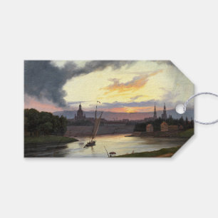 Étiquettes-cadeau Coucher de soleil sur Dresden (paysage urbain alle