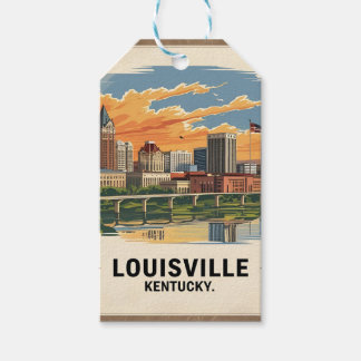 Étiquettes-cadeau Coucher de soleil sur la ville de Louisville Kentu