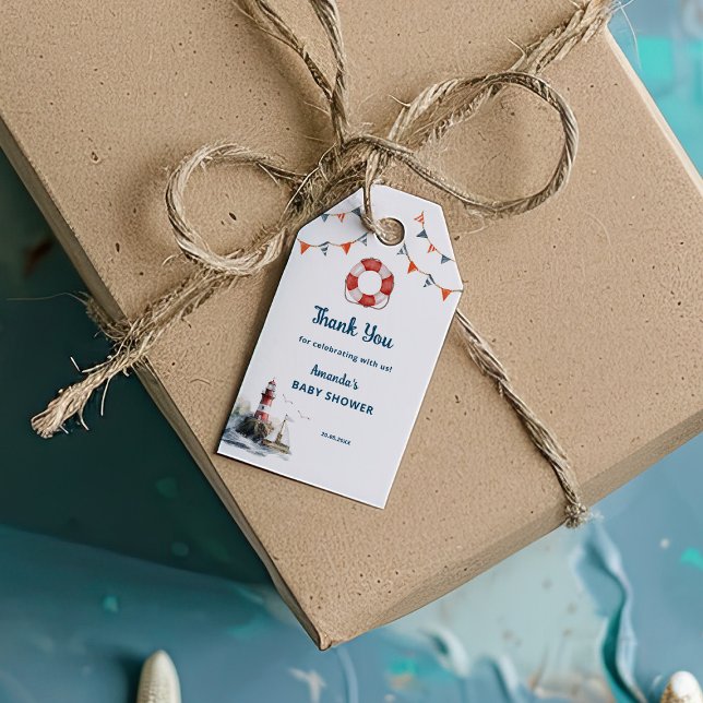Étiquettes-cadeau Coucou C'est un Garçon Naissance Marin Thème Baby  (Créateur téléchargé)