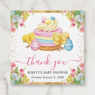 Étiquettes Cadeau Coucou de Pâques à l'aquarelle et Baby Shower Gâte
