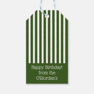 Étiquettes-cadeau Couleur blanche et verte d'anniversaire joyeuse ra