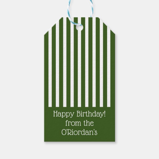 Étiquettes-cadeau Couleur blanche et verte pour un joyeux anniversai (Devant)