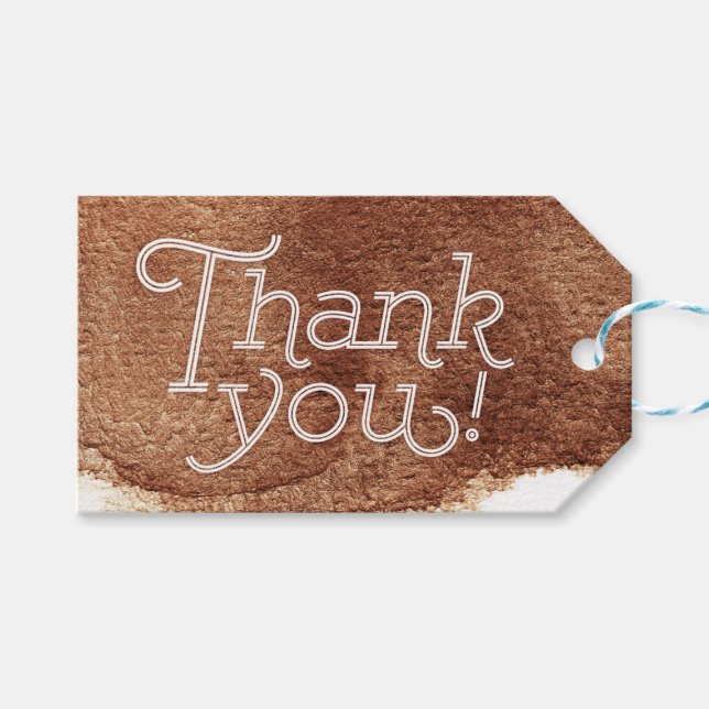 Étiquettes-cadeau Couleur cuivre moderne simple mariage merci (Devant (Horizontal))