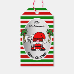 Étiquettes-cadeau Couleur d'argent en rouge et vert pour Père Noël