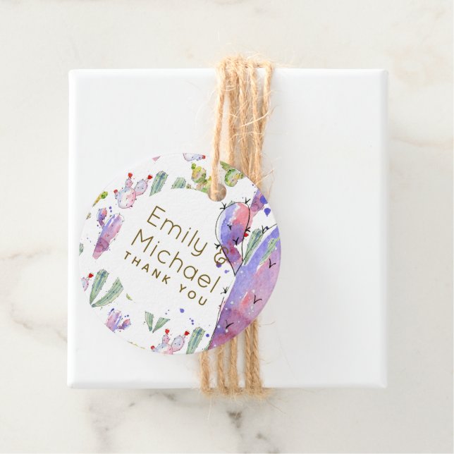 Étiquettes Cadeau Couleur de la mer Cactus Fiesta Merci nommé Faveur (En situation)
