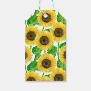Étiquettes-cadeau Couleur d'eau des fleurs de soleil