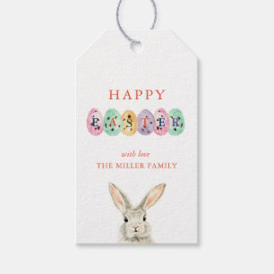 Étiquettes-cadeau Couleur d'eau mignonne Lapin de Pâques & Oeufs Fav